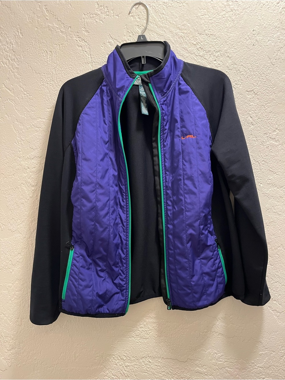 Lauren Ralph Lauren Active L-RLPurple & Black Utility Jacket with Green Trim